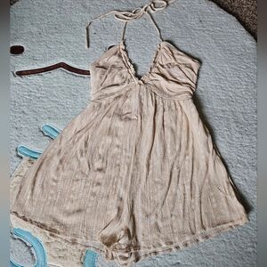 Forever 21 Cream Halter Top Romper | Women's | Size: S